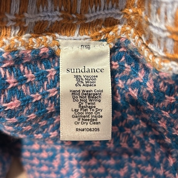 Sundance Fields of Fair Patchwork Multicolored Sweater Alpaca Wool Size Medium - Picture 5 of 6